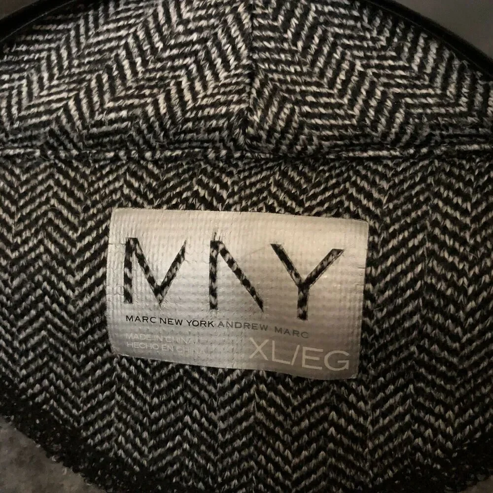 Marc New York Women's Black Herringbone Fleece Lined Knit Jacket - Size XL - MNY